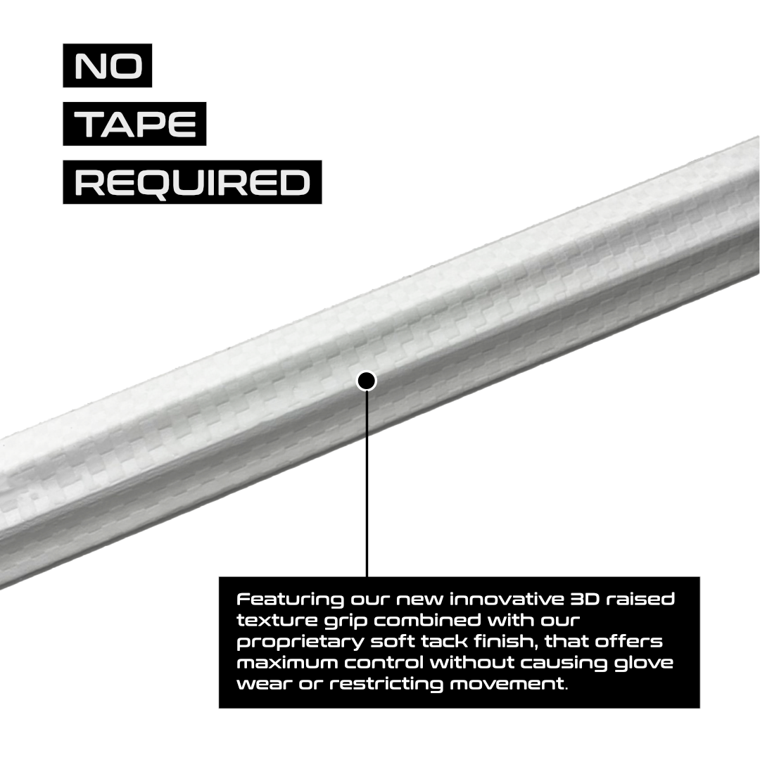 No tape required — 3D raised checkered grip with soft tack finish on Primo Darkhorse lacrosse shafts